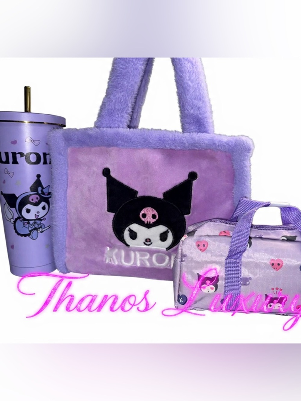 Sanrio Kuromi Plush Lavender Tote Bag bundle (W/Teens)